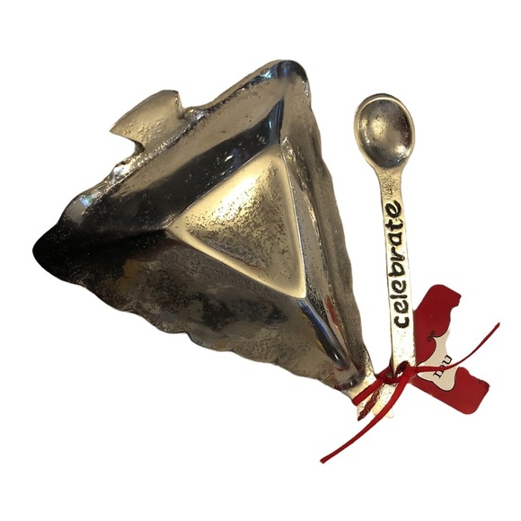 Mudpie Silver Swirl Christmas Tree Serving Dish & Spoon - Picture 6 of 8